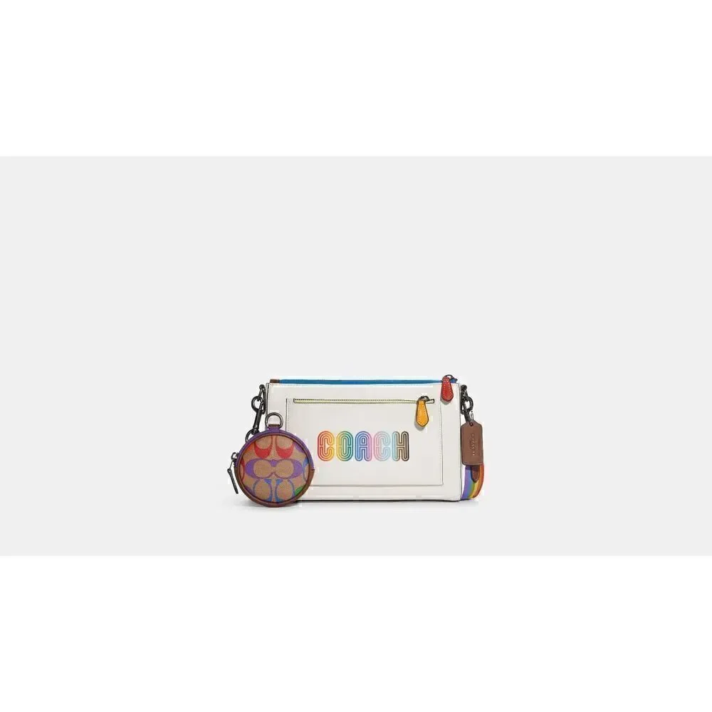 NWT Coach C9854 Holden Crossbody Rainbow Coach Gunmetal Chalk Multi Pride